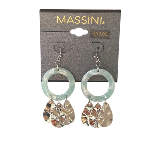 MASSINI Jewelry - Massini Dangle Earrings Mint Green Hoop Gold Tone Teardrop Charms Hook